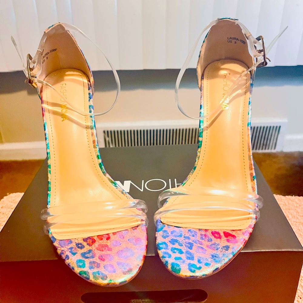 COPY - Multicolor Snake Print W/Block Heel